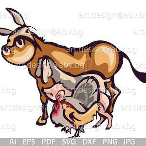 Vector ANIMAL FARM, ai, eps, pdf, svg, dxf, png, jpg downloaden, digitaal beeld, grafisch, ezel, geit, varken, haan, welkom, kip, svg boerderij