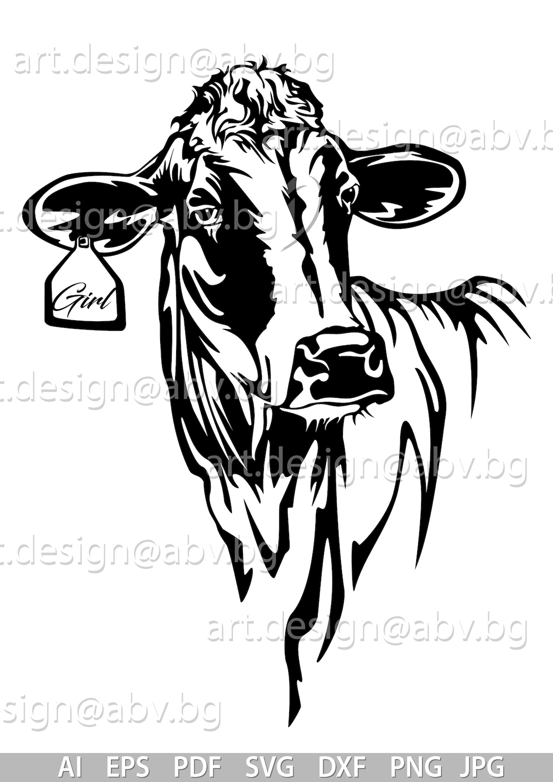 Cow Vector Art Print: Heifer With Ear Tag (digital Files) - Etsy