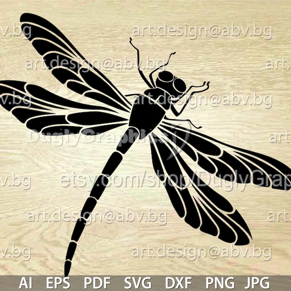 Dragonfly Vector Art (ai, svg, eps, png, pdf, dxf, jpg) (Digital Download)