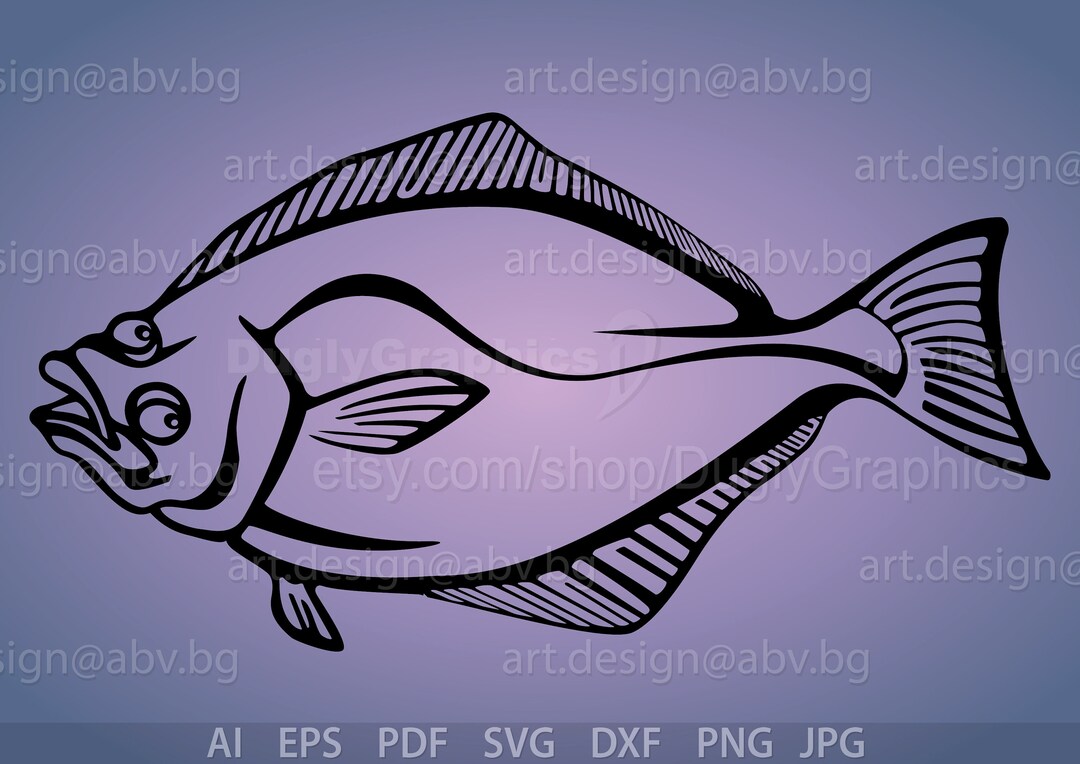 Halibut Fish Vector Graphic (digital Download) - Etsy