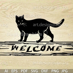 Vector WELCOME, CAT, text, ai, eps, pdf, svg, dxf, png, jpg Download, Digital image, graphical, animal