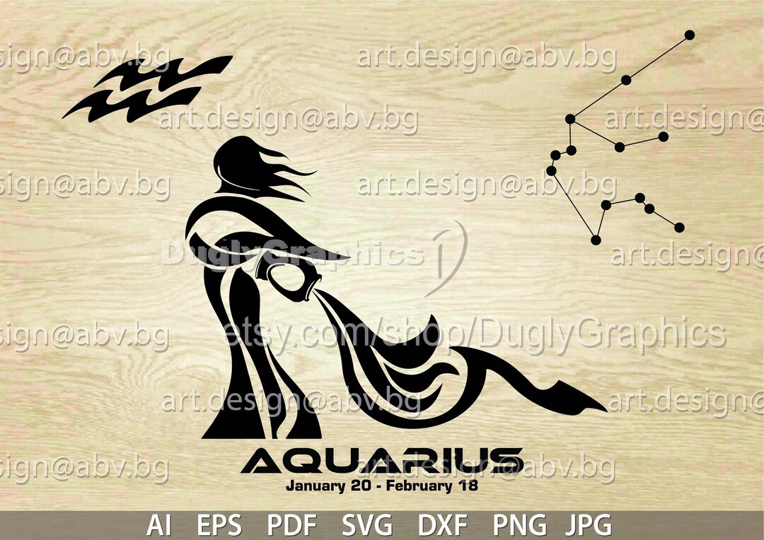 Aquarius Zodiac Vector Image (ai, Eps, Pdf, Png, Svg, Dxf, Jpg ...