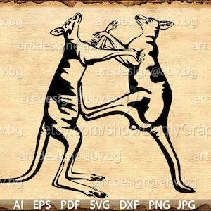 Vector KANGAROOS FIGHT ai png eps pdf svg dxf jpg svg Mammalia graphical Art Print image