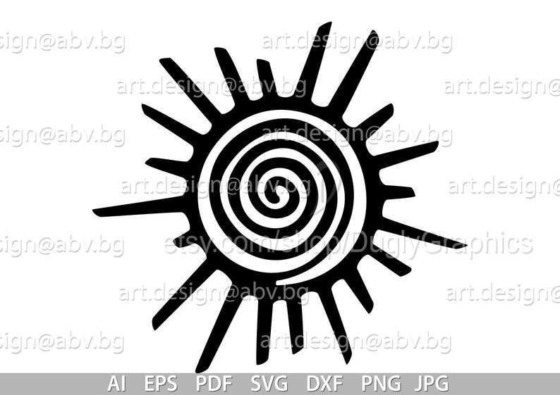 Vector SPIRAL SUN Symbol ai eps svg dxf pdf png jpg Image Graphic Digital Download Artwork image 2