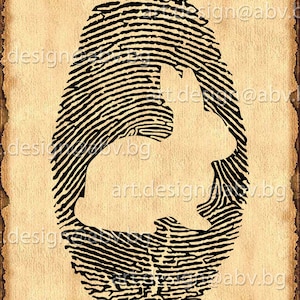 Vector RABBIT /one object/, finger print, AI, eps, PNG, pdf, svg, dxf, jpg Download, Digital image, graphical image, discount coupons