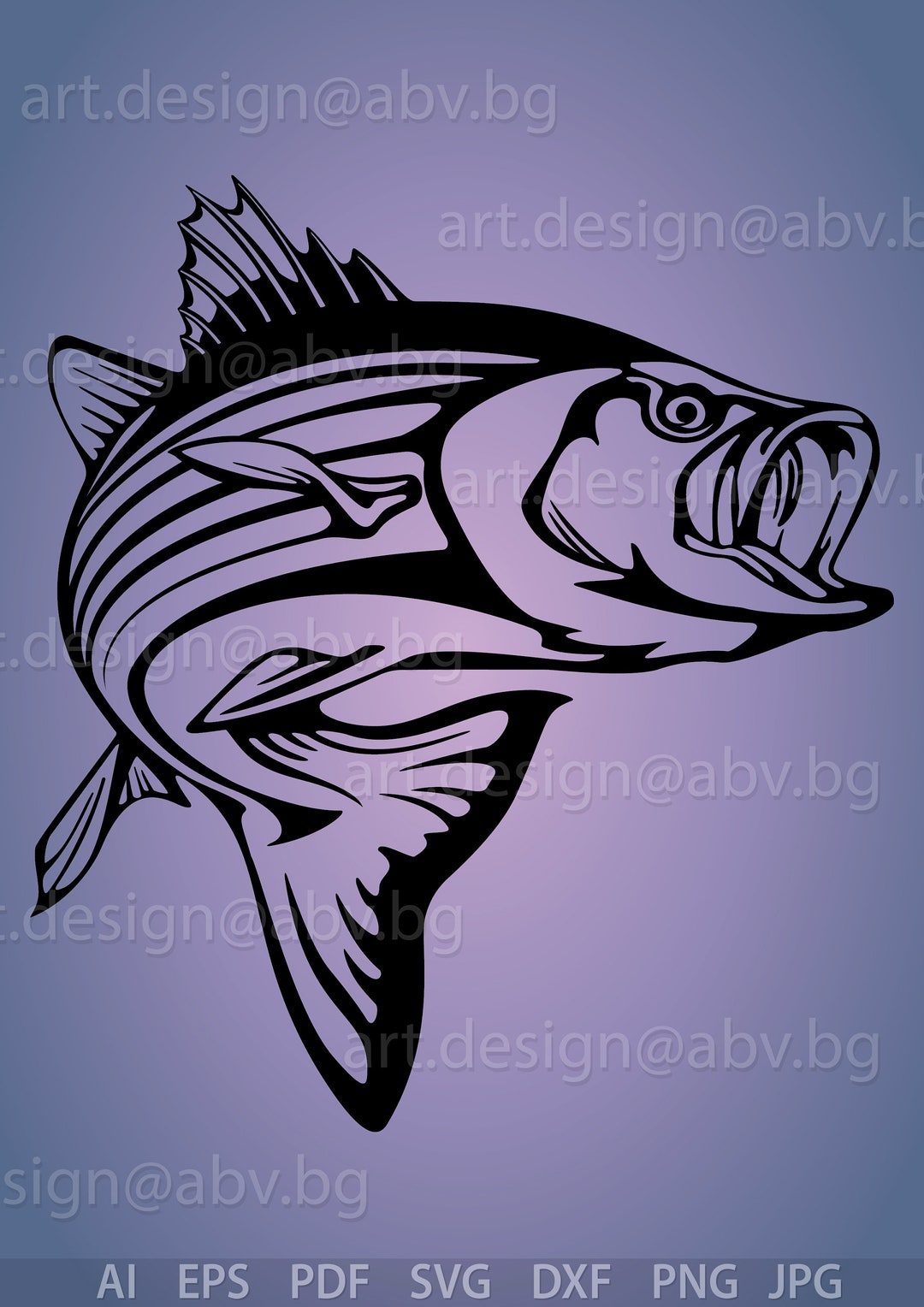 Striped Bass Vector Art: Fish Graphic (digital Download) - Etsy