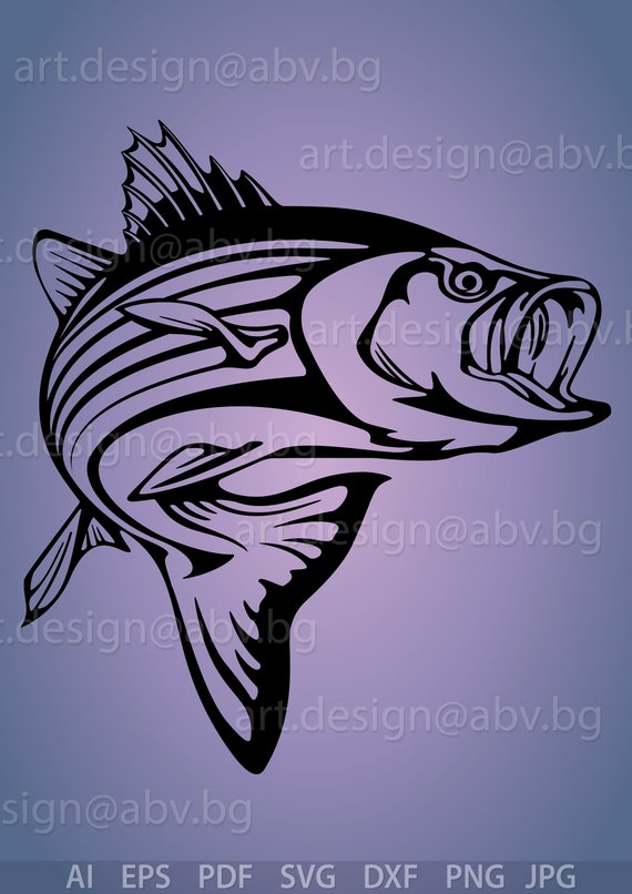Vector FISH, Striped Bass, AI, Eps, Pdf, PNG, Svg, Dxf, Jpg Image