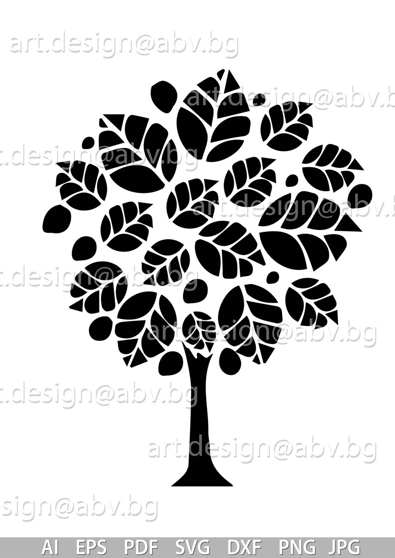Vector Tree Stylized Ai Eps Pdf Svg Png Dxf Jpg Etsy