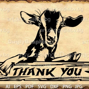 Goat 'Thank You' Vector Image: Farmhouse Graphic (Digital Download)