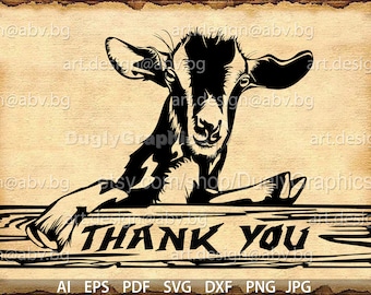 Goat 'Thank You' Vector Image: Farmhouse Graphic (Digital Download)
