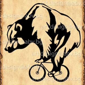 Bear on Bicycle Vector Image (Digital Download)