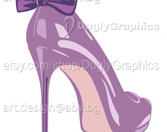 Vintage Pink drawing shoe Vector Art (Digital Download)