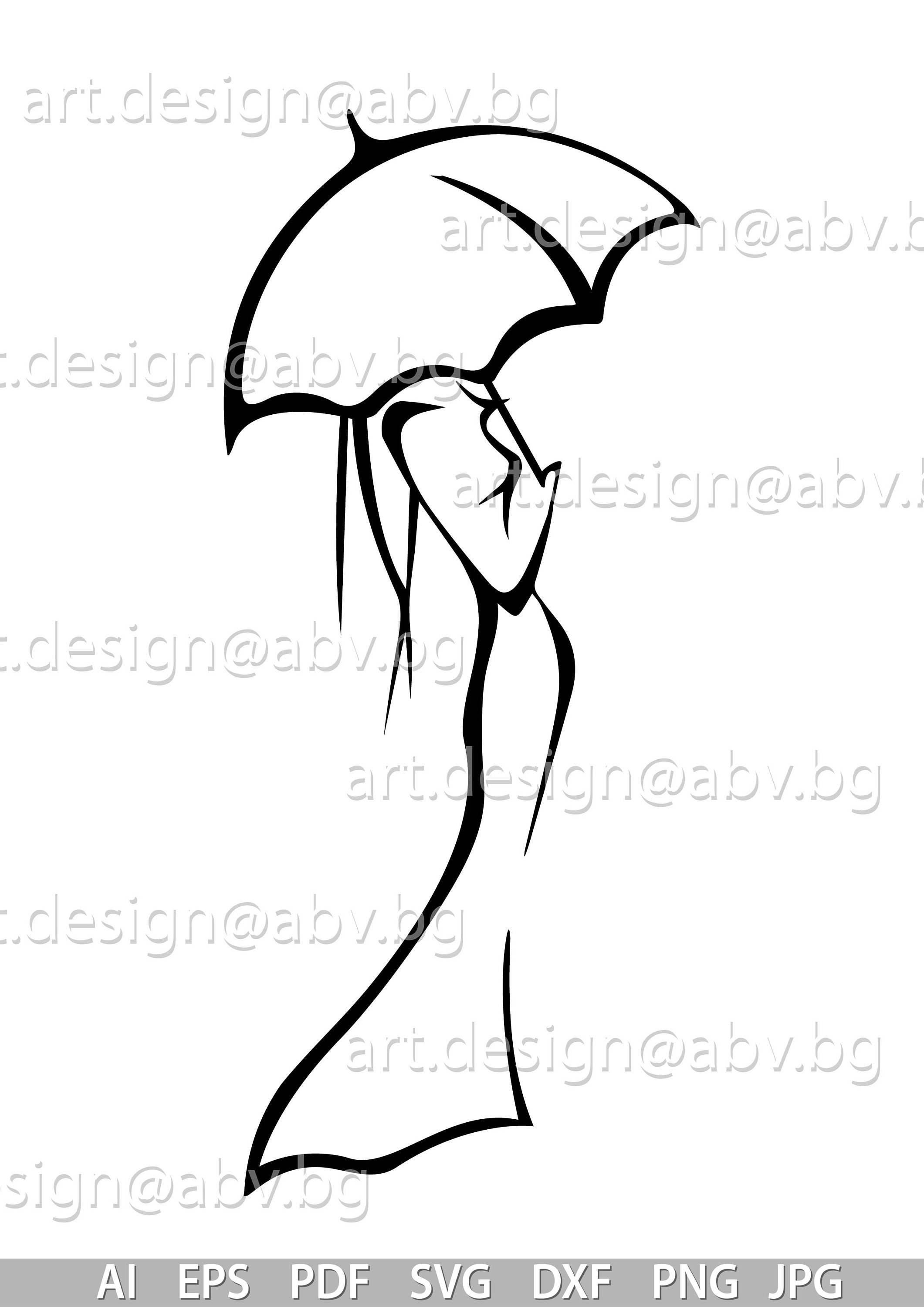 Woman With Umbrella Vector Graphic: Fashion Illustration