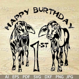 Vector COW, brahman calfs, AI, PNG, eps, pdf, svg, dxf, jpg Instant Download, graphical image Art Print, Happy Birthday, Digital image
