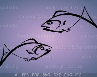 Pisces Fish in Love Vector Graphic (Digital Download)