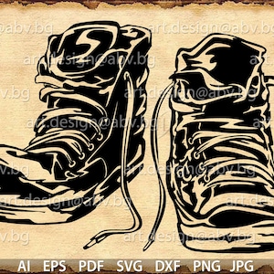 Vector OLD torn SHOES, sneacker, AI, eps, pdf, svg, dxf, png, jpg Download, Digital image, graphical, discount coupons