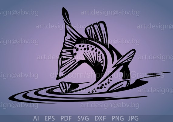 Vector TROUT FISH FIN, Tail, Ai, Eps, Pdf, Png, Svg, Dxf, Jpg Image Graphic  Digital Download Artwork, Art Graphical, Discount Coupons 