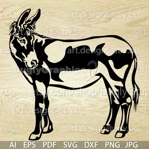 Vector Ezel kijkt terug, ai eps dxf svg pdf png jpg download, digitaal beeld, grafisch, dierenboerderij