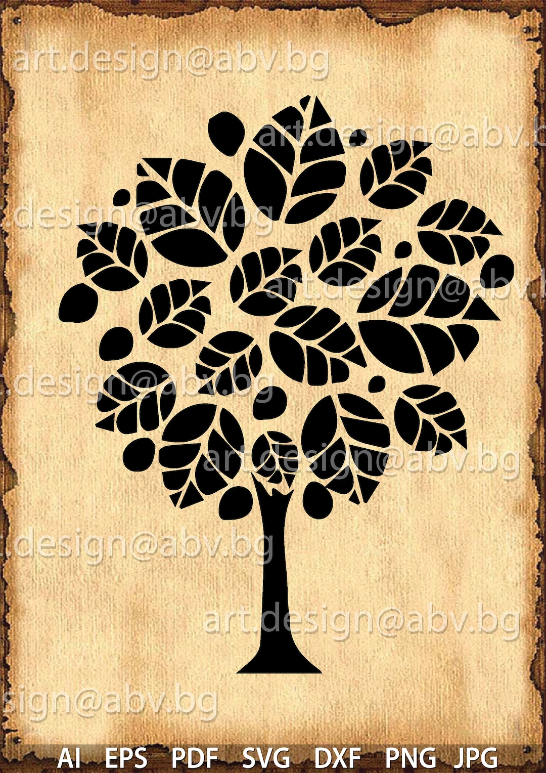 Vector Tree Stylized Ai Eps Pdf Svg Png Dxf Jpg Instant