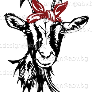 Vector GOAT with bandana, 3 colors, AI, png, eps, pdf, svg, dxf, jpg Download, Digital image, graphical, animal, discount coupons