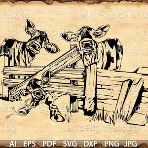 Cow Family Vector Art: Farm Animal Graphics (Digital Download)