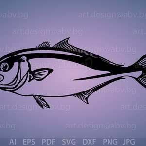 Vector FISH, Amberjack, AI, eps, pdf, PNG, svg, dxf, jpg Image Graphic Digital Download Artwork, graphical, discount coupons