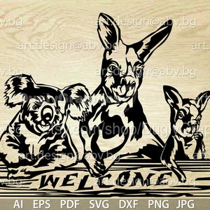 Vector ANIMAL FARM, koala, kangaroo, kangaroo joey, ai, eps, pdf, svg, dxf, png, jpg Download, Digital image, graphical, animal, welcome