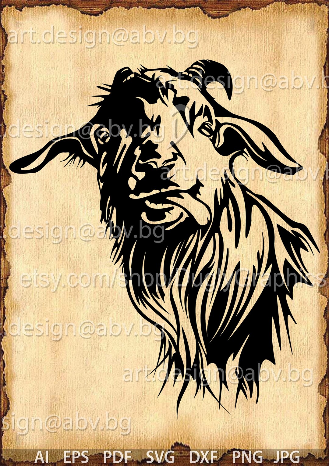 Vector Goat Head Image Art Print (digital Download) - Etsy