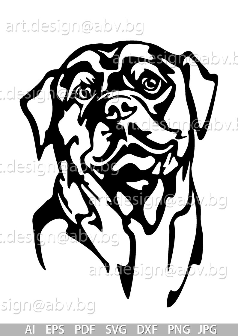 Vector DOG Rottweiler Head AI Png Pdf Eps Svg Dxf Jpg | Etsy