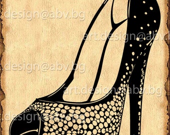High Heel Shoe Vector Art: Stiletto Graphic (Digital Download)