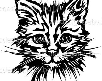 Vector Cat Face Image (ai, Png, Svg, Dxf) (digital Download) - Etsy UK