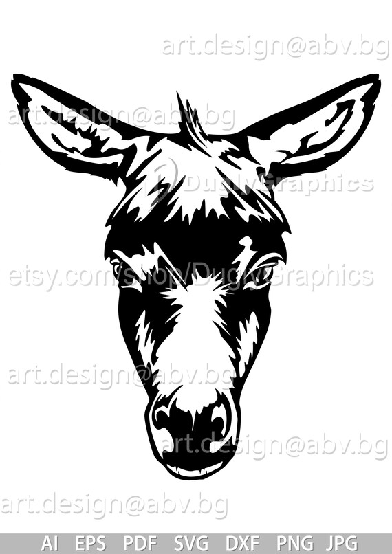 前髪のあるベクター ロバ、SVG、DXF、ai、eps、pdf、png、jpg