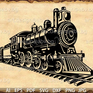 Vector VINTAGE TRAIN, AI, eps, svg, dxf, pdf, png, jpg Download, collection, models library,discount coupons, vehicle