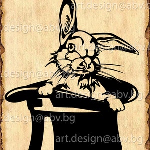 Vector RABBIT in magic hat, AI, eps, PNG, pdf, svg, dxf, jpg Download, Digital image, graphical image, svg rabbit, Easter, discount coupons