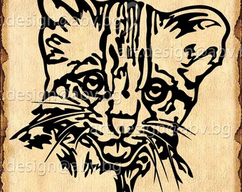 Baby Tiger Vector Graphic, Printable Art (Digital Download)