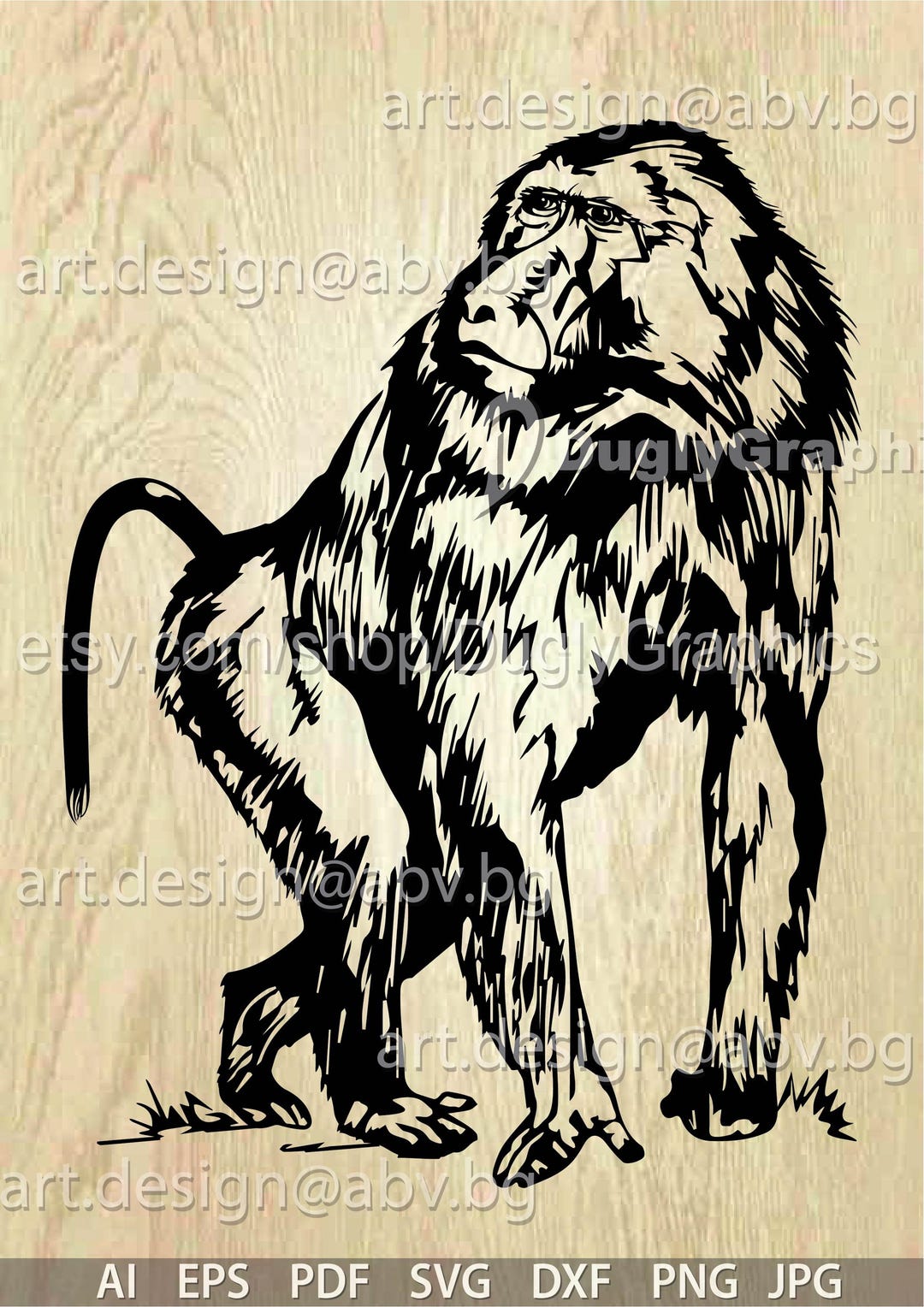 Raster Graphics Examples Monkey Monkey Vector Image: Graphic Animal Art (digital Download) - Etsy