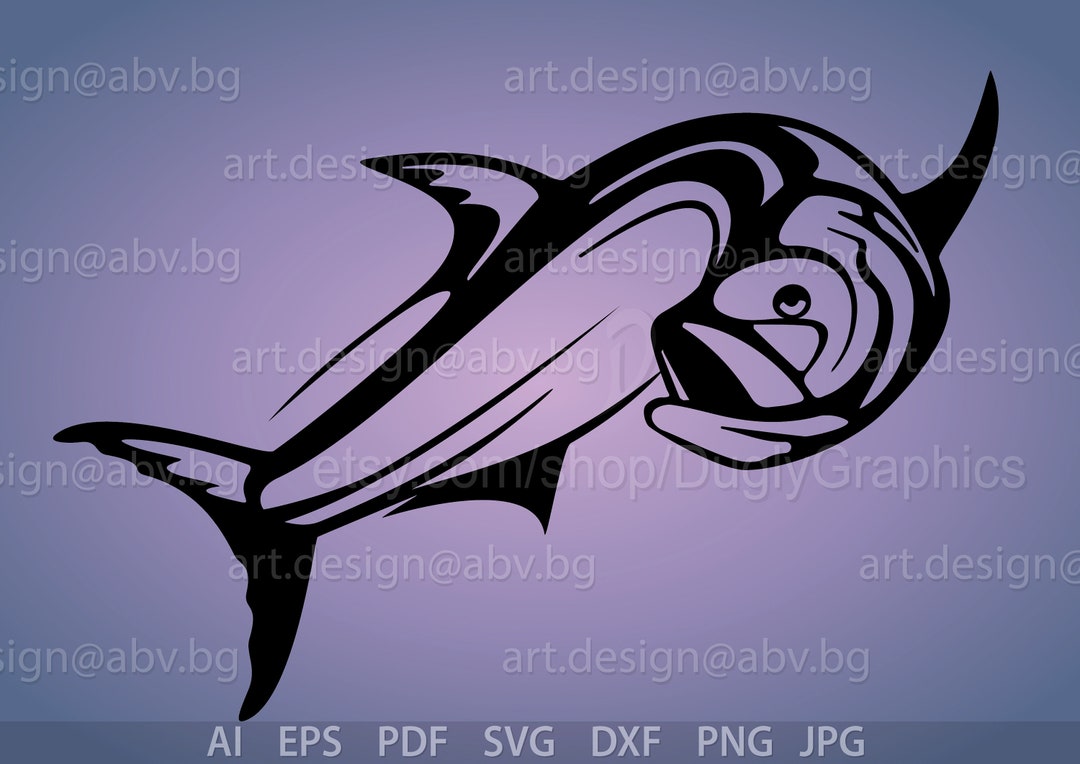Curved Fish Vector Image: Stylized Design (digital Download) - Etsy UK