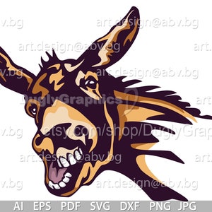 Vector ROARING DONKEY colored head, ai eps dxf svg pdf png jpg Download, Digital image, graphical, animal farm