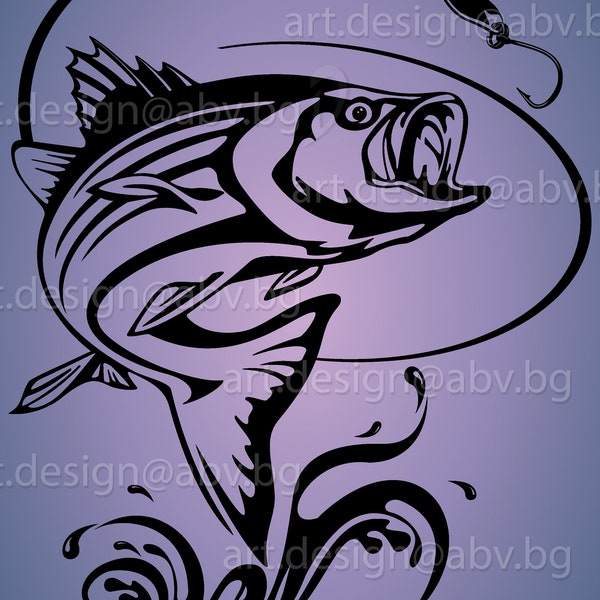 Vector FISH, Striped Bass, AI, eps, pdf, PNG, svg, dxf, jpg Image Graphic Digital Download Artwork, Fish on a hook Svg, discount coupons