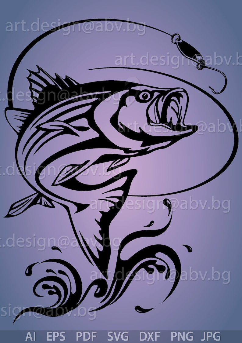 Download Vector FISH Striped Bass AI eps pdf PNG svg dxf jpg | Etsy