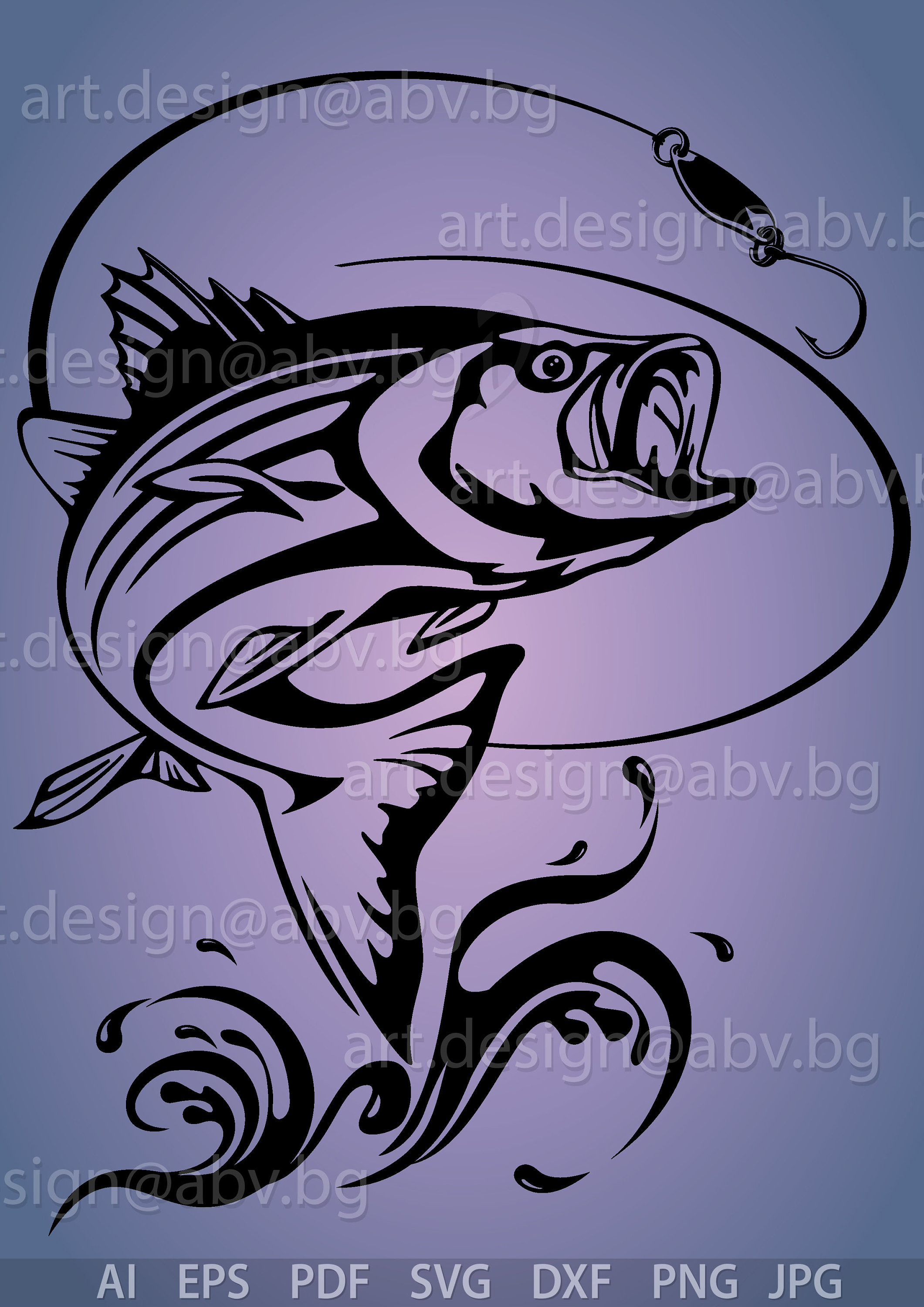 Vector FISH Striped Bass AI eps pdf PNG svg dxf jpg Etsy