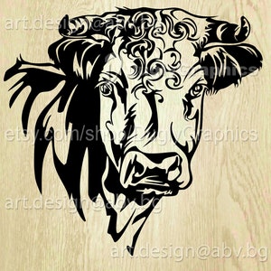 Vector HEREFORD BULL, ai, eps, pdf, svg, dxf, png, jpg  Image Graphic Digital Download Artwork, horned Hereford bull, graphical, coupons