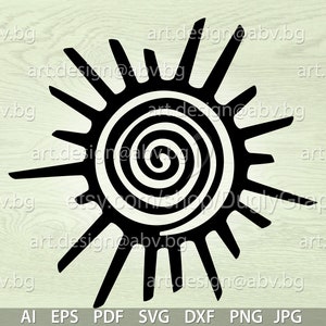 Vector SPIRAL SUN Symbol ai eps svg dxf pdf png jpg Image Graphic Digital Download Artwork image 1