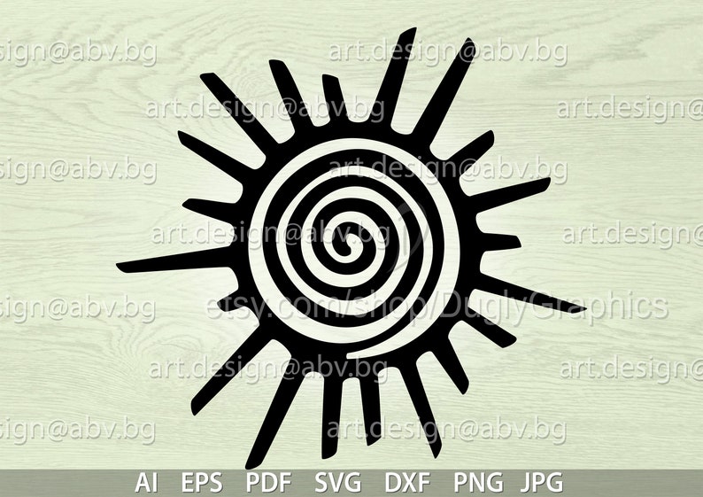 Vector SPIRAL SUN Symbol ai eps svg dxf pdf png jpg Image Graphic Digital Download Artwork image 1