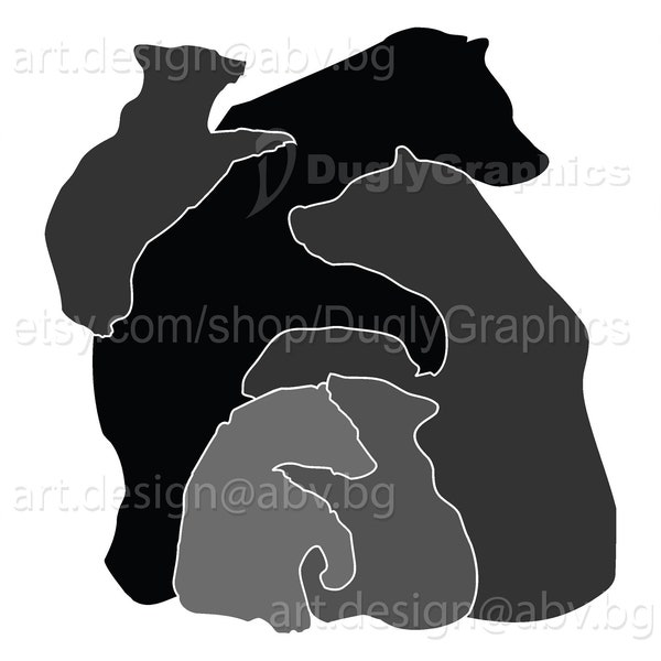 Vector BEAR family hug AI eps SVG dxf png pdf jpg Download Digital art image graphical puzzle image