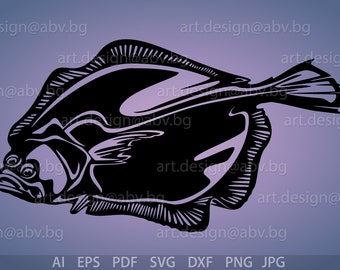 Vector FLOUNDER, AI, eps, pdf, png, svg, dxf, jpg Image Graphic Digital Download Artwork, bottom fish, graphical, discount coupons