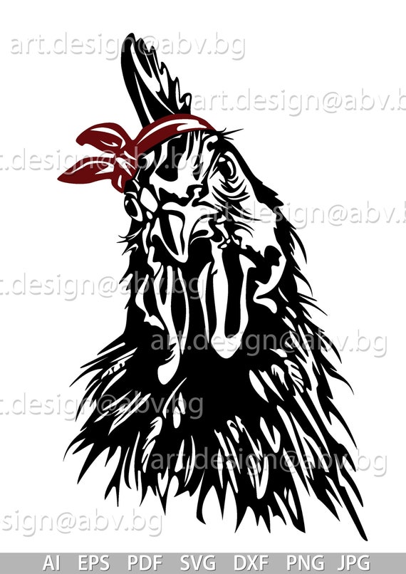 Vector Chicken Head Bandana Ai Eps Pdf Svg Dxf Png Jpg Etsy