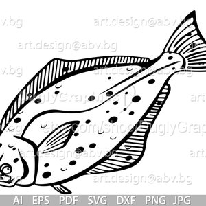 Vector HALIBUT Fish, AI, Eps, Pdf, Png, Svg, Dxf, Jpg Image Graphic ...