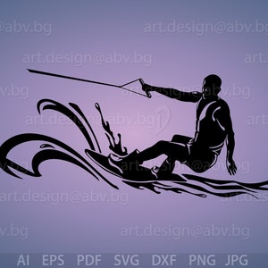 Vector WAKEBOURDING, man, ai, eps, svg, dxf, pdf, png, jpg Download, Digital image, graphical waves, discount coupons