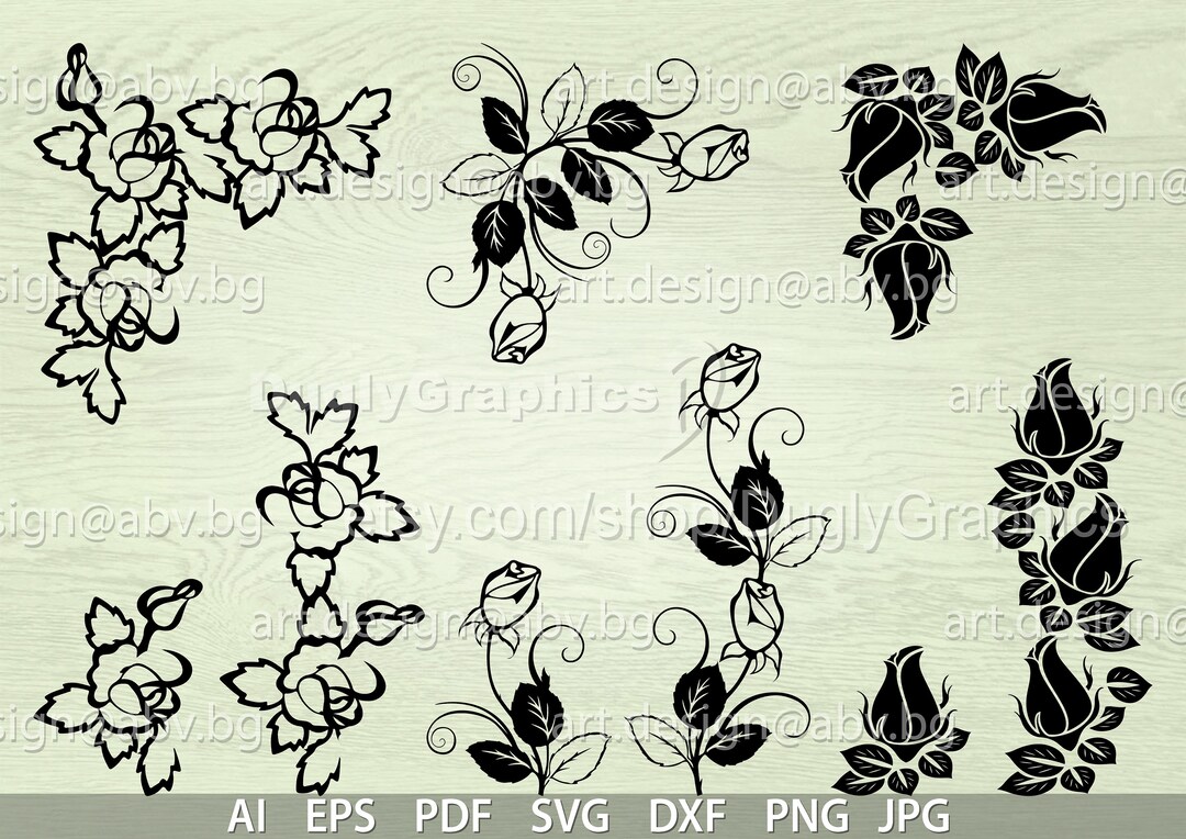 Vector 9 ROSES BUNDLE, AI, Eps, Pdf, Png, Svg, Dxf, Jpg Download Files ...